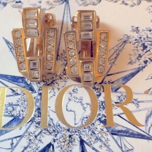 Dior Treasure, Clip on earrings gold plated with stones. Stunning